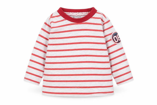 Lee Cooper Unisex Baby Red Striped Long Sleeve T-Shirt 3-6 Months Cotton