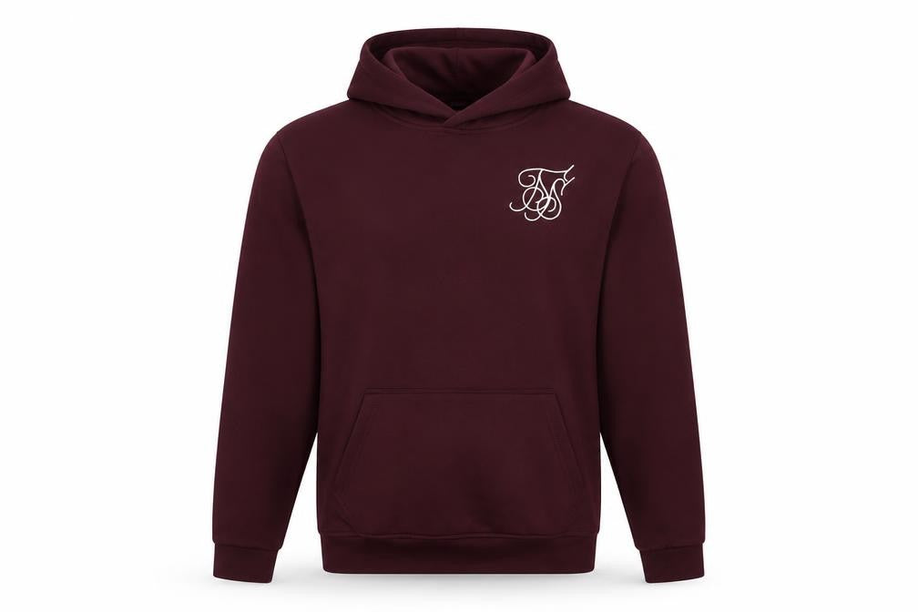 SikSilk Men's Brown Pullover Hoodie Size S Slim Fit Logo Sweatshirt
