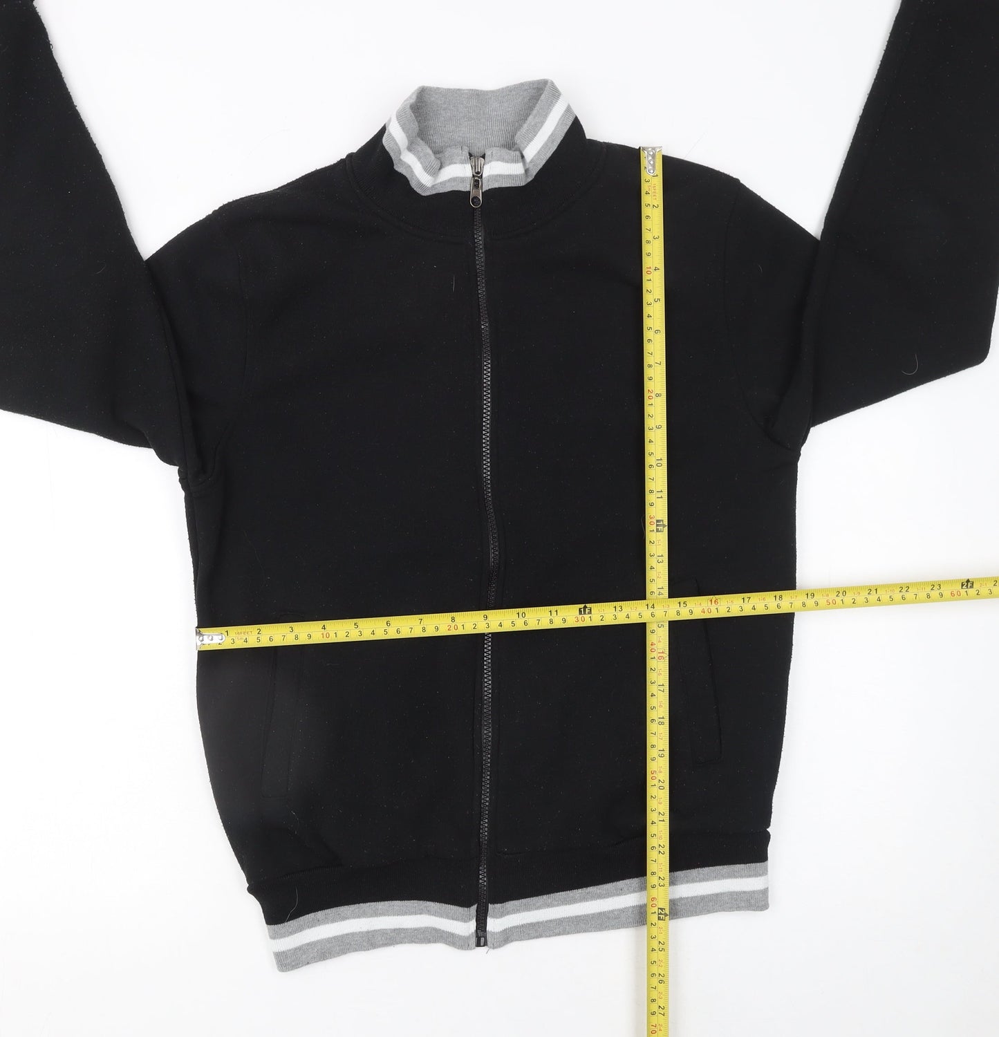 KOMBLEN Mens Black Medium Varsity Jacket Full Zip Cotton Blend