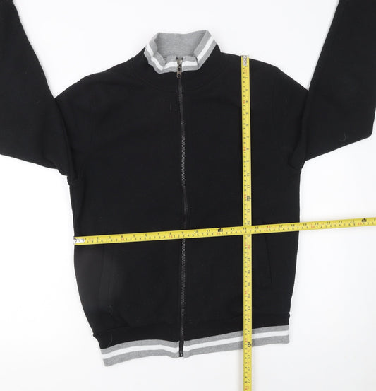 KOMBLEN Mens Black Medium Varsity Jacket Full Zip Cotton Blend