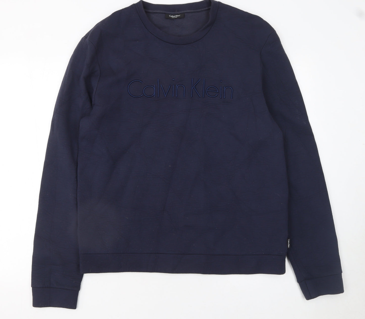 Calvin Klein Men Blue XL Pullover Sweatshirt Embroidered Logo