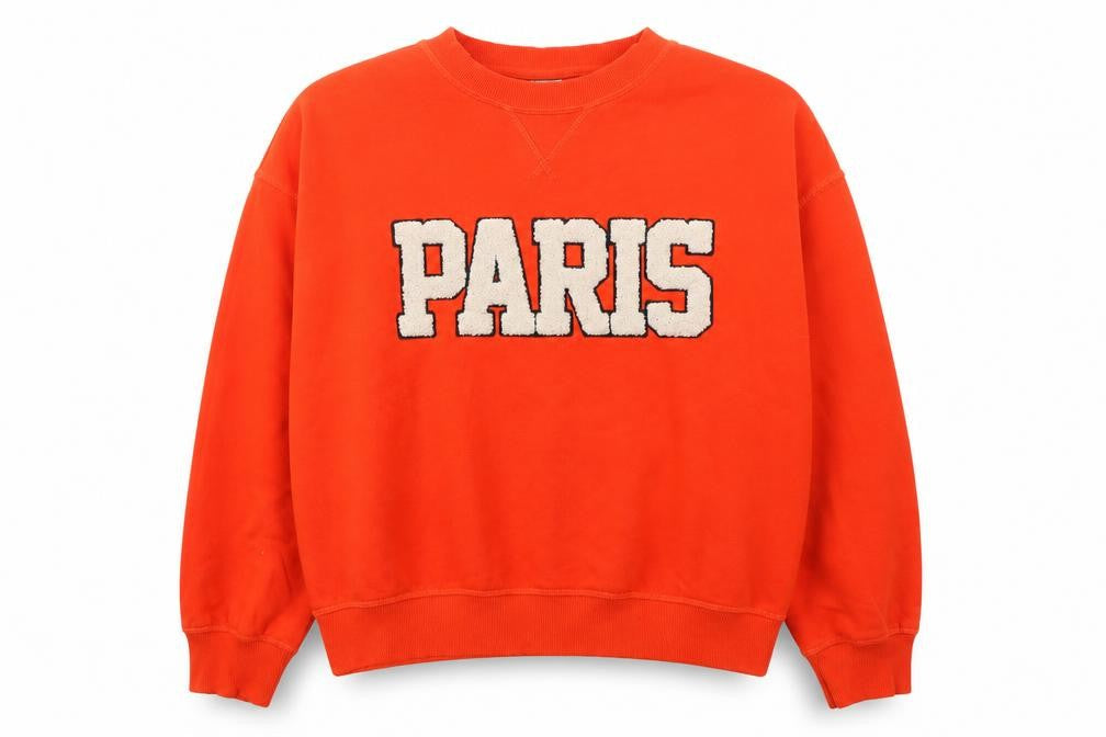 H&M Womens Orange Paris Graphic Pullover Sweatshirt M UK 12