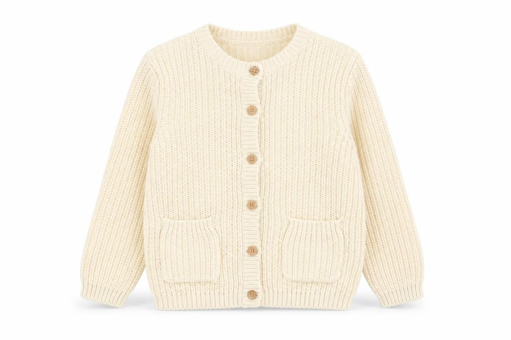 George Girls Ivory Button-Up Cotton Acrylic Cardigan 5-6 Years