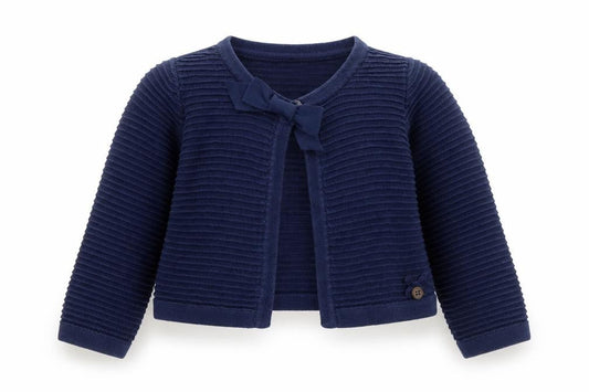 Jasper Conran Girls Blue Cotton Bow Knit Cardigan 18-24 Months