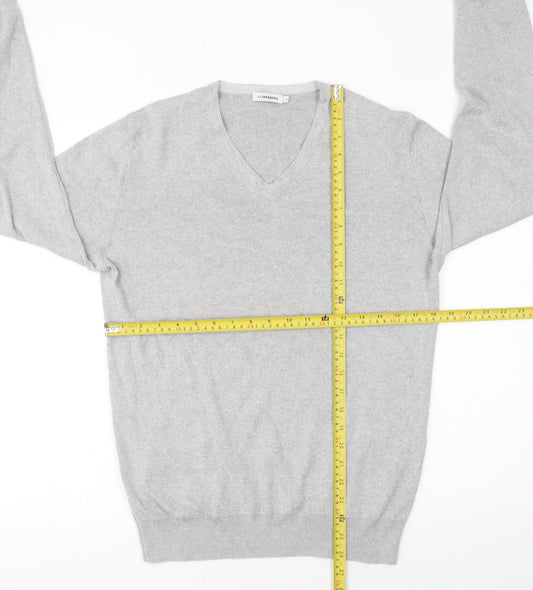 J.Lindeberg Men’s Grey V-Neck Cashmere Jumper Size M