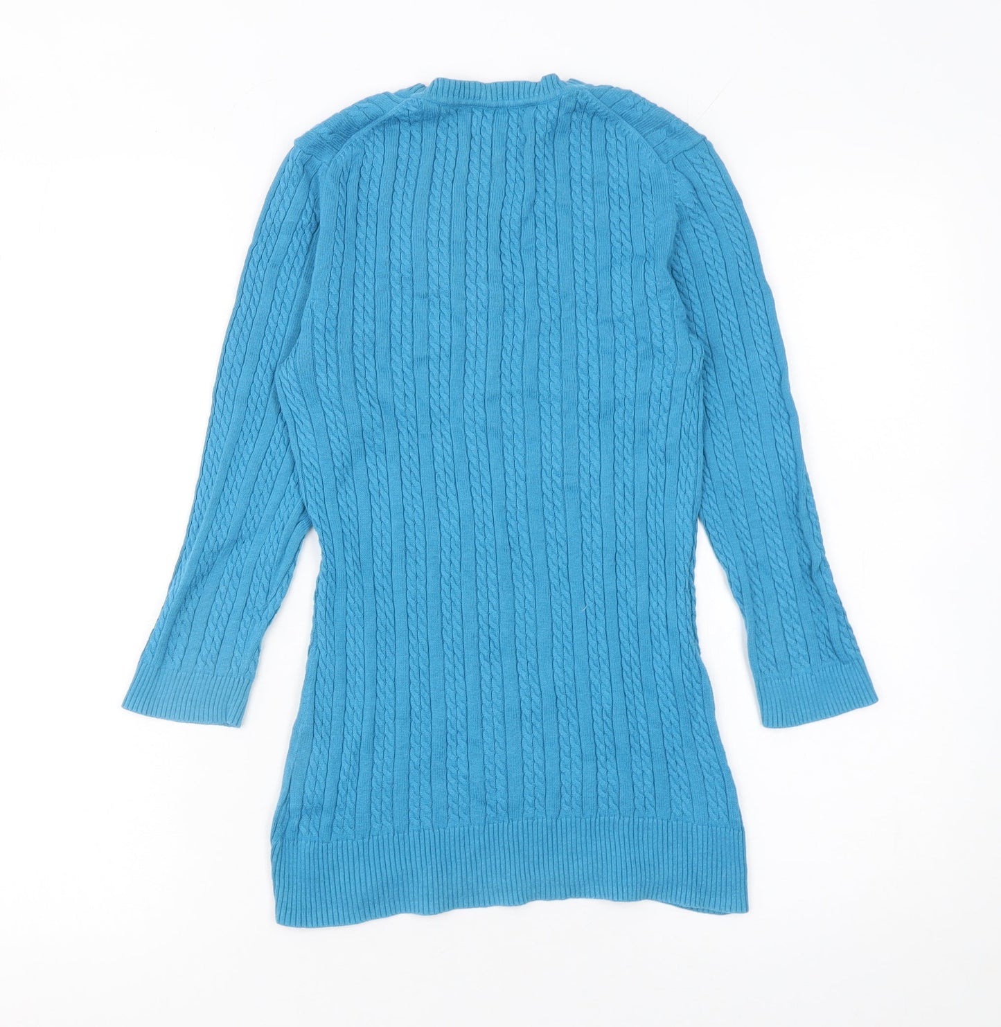 Croft & Barrow Women’s Blue Cable-Knit Cotton Henley Jumper Size S