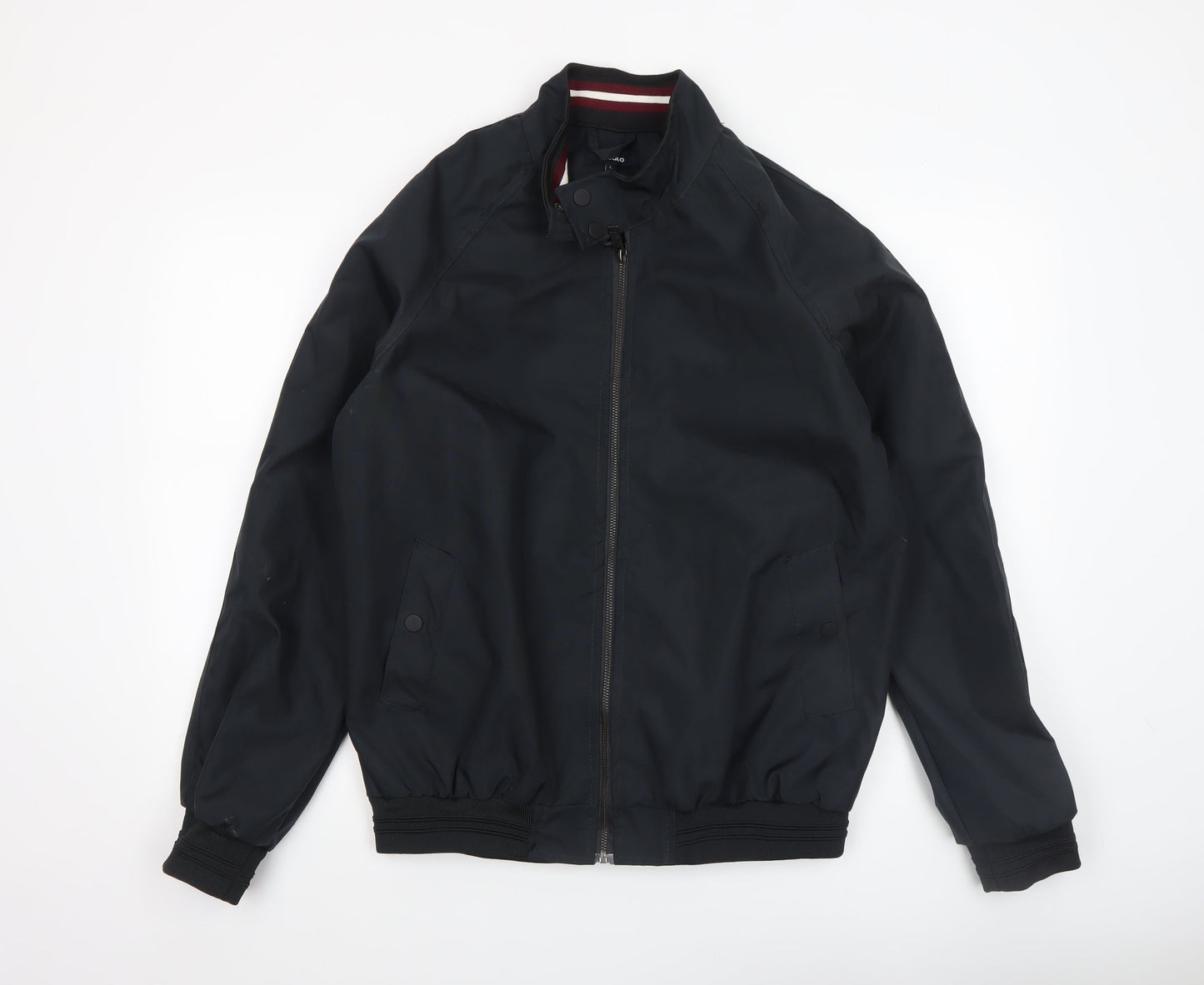 Studio Men's Black Bomber Jacket L Full Zip Polyester Casual