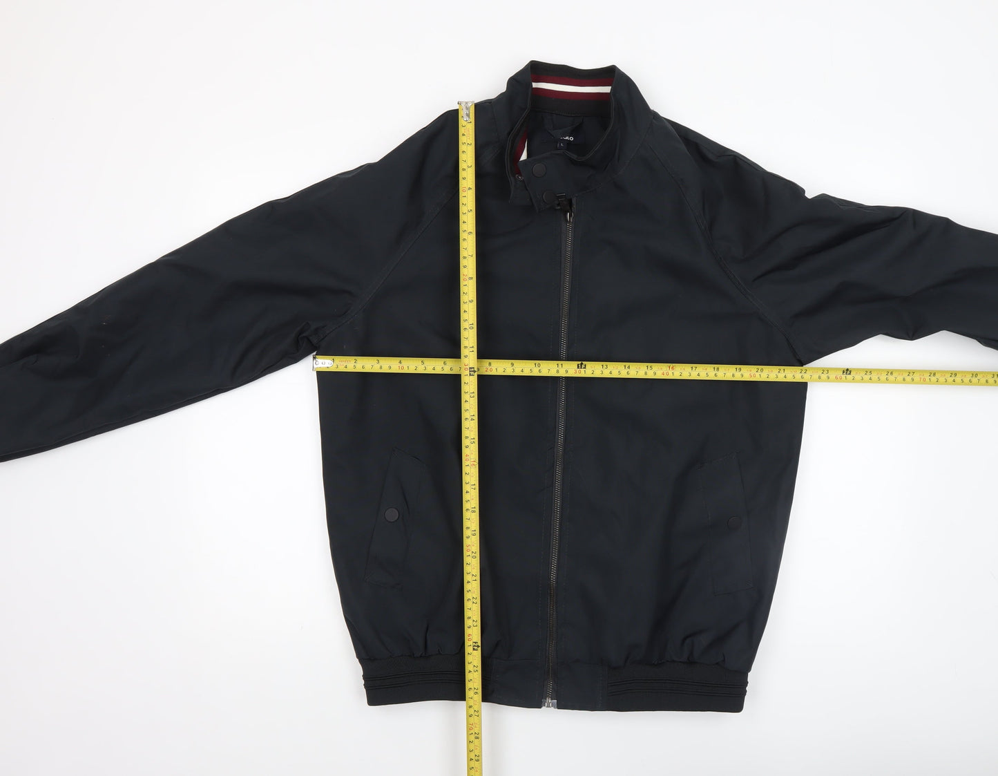 Studio Men's Black Bomber Jacket L Full Zip Polyester Casual