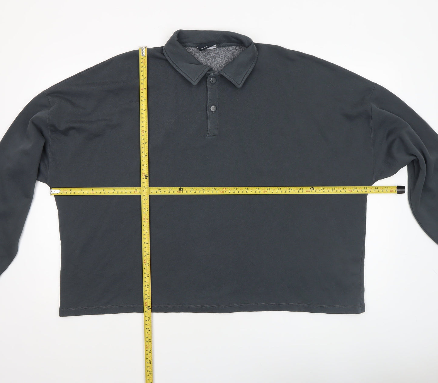 ASOS DESIGN Men's Black Long Sleeve Polo Shirt Size M