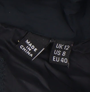 Superdry Womens Black Size 12 Puffer Jacket Hooded Winter Coat