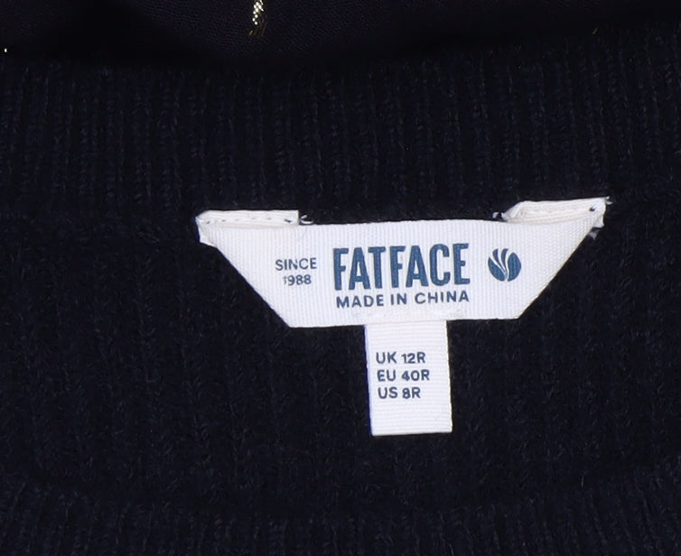 FatFace Womens Black Midi A-Line Dress Size 12R Gold Detail