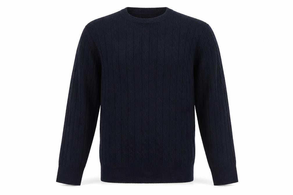 John Lewis Men’s Blue Cotton Cashmere Cable-Knit Jumper M