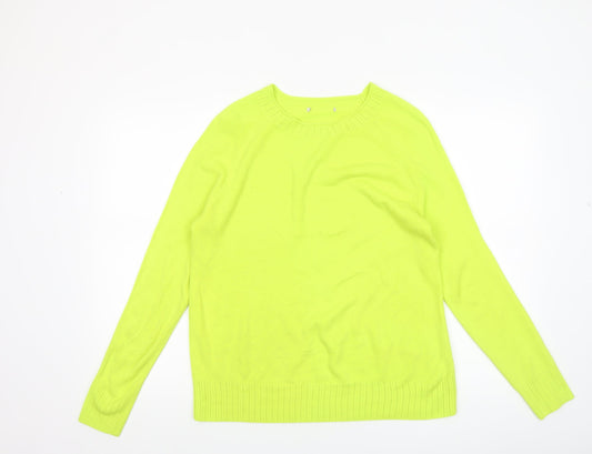 Tu Women’s Yellow Crew Neck Cotton Blend Jumper Size 16