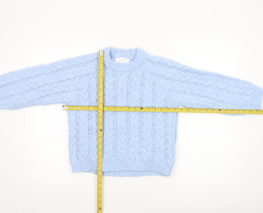 Zara Girls Blue Cable Knit Long Sleeve Pullover Jumper 9-10 Years