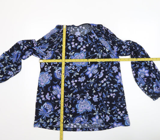Next Women's Blue Floral Long Sleeve Tunic Blouse Size 14