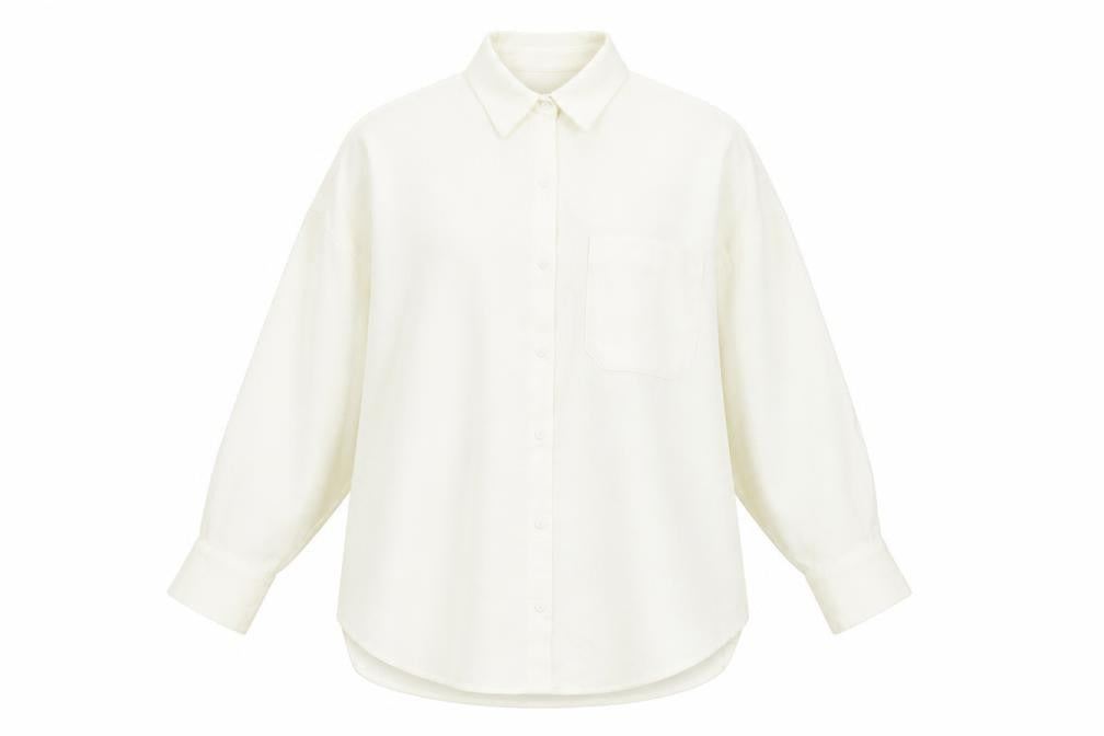 Zara Women Ivory Button-Up Long Sleeve Basic Shirt Size 8