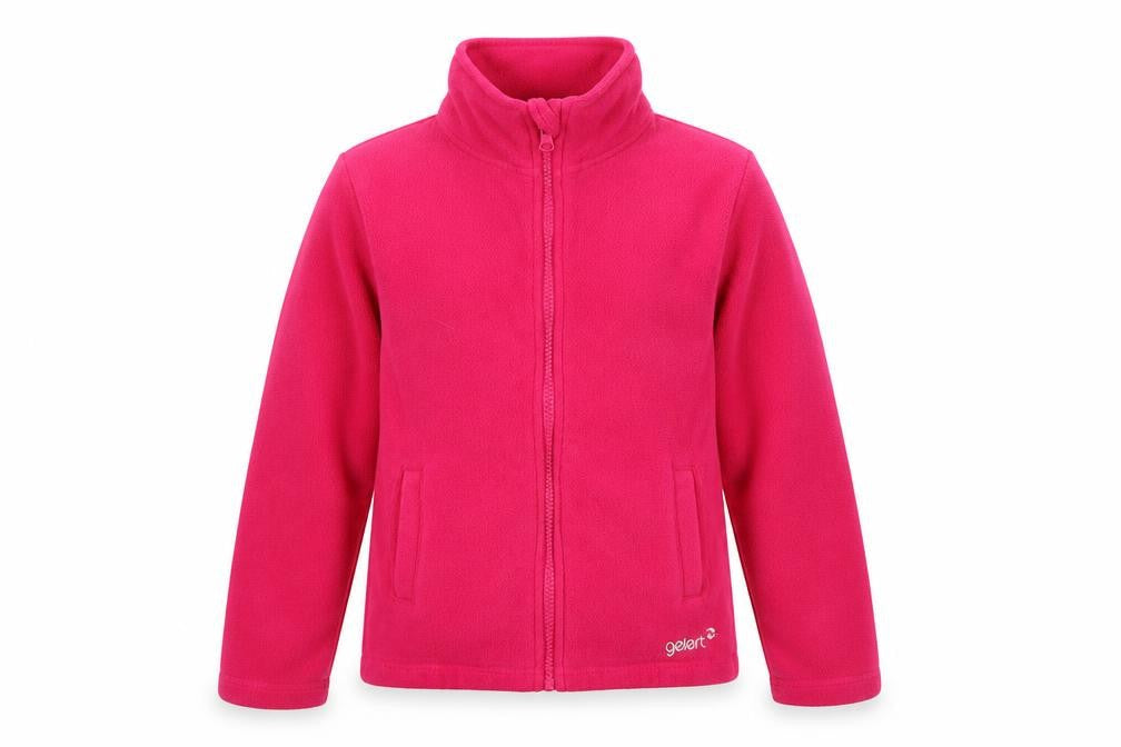 Front view of Gelert girls’ pink fleece full zip jacket 11-12 years outdoor warm top