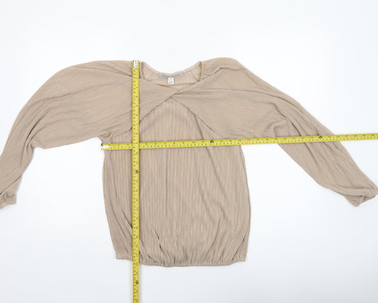River Island Women Beige Glitter Wrap Blouse UK 10 Long Sleeve