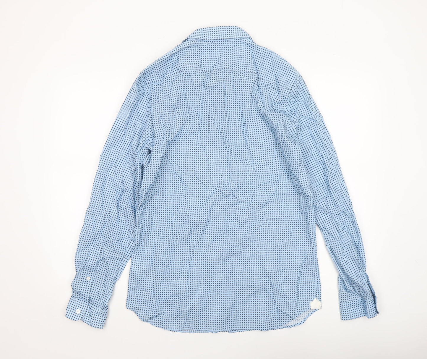 Lacoste Mens Blue Slim Fit Geometric Long Sleeve Cotton Shirt M