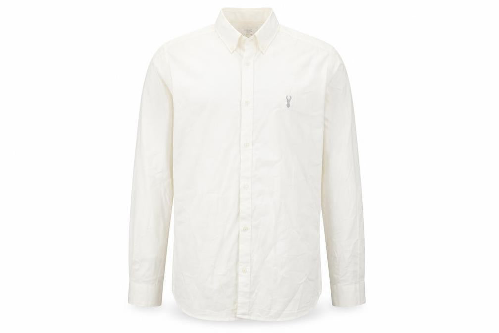 Next Men Ivory Slim Fit Cotton Stretch Long Sleeve Button-Up Shirt M