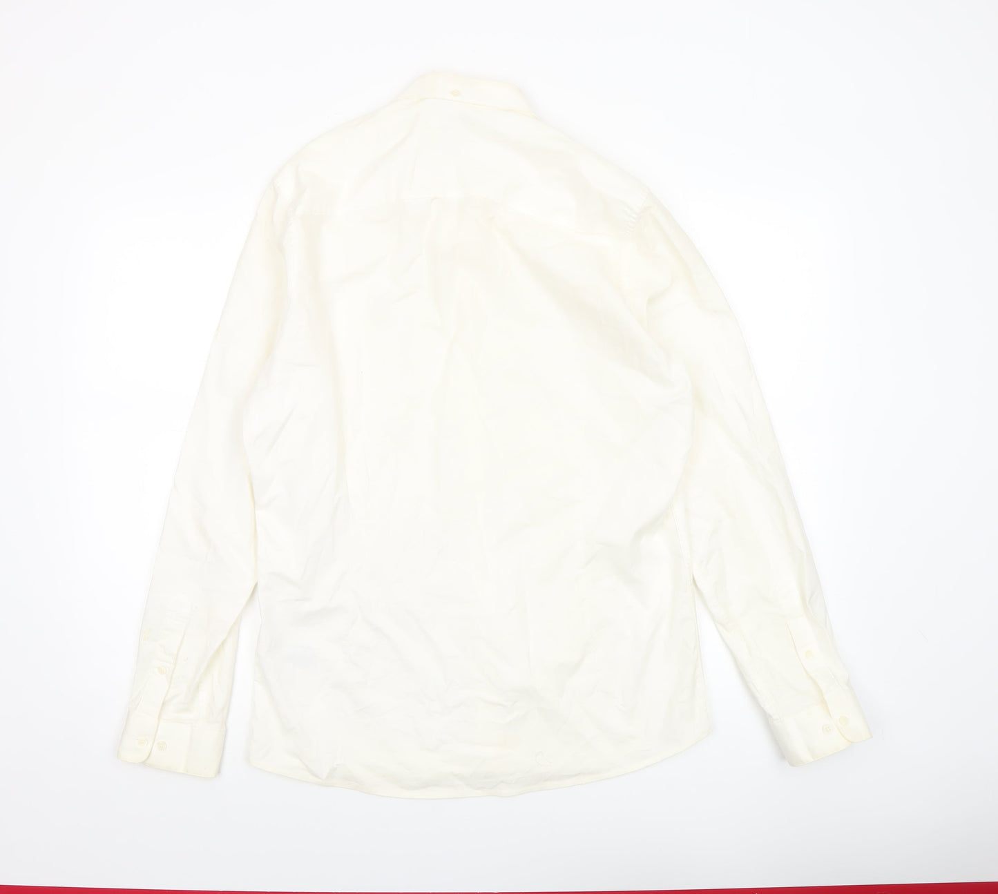 Next Men Ivory Slim Fit Cotton Stretch Long Sleeve Button-Up Shirt M