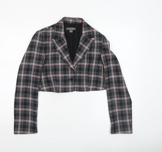 Primark Women’s Multicoloured Checked Cropped Blazer Size 8