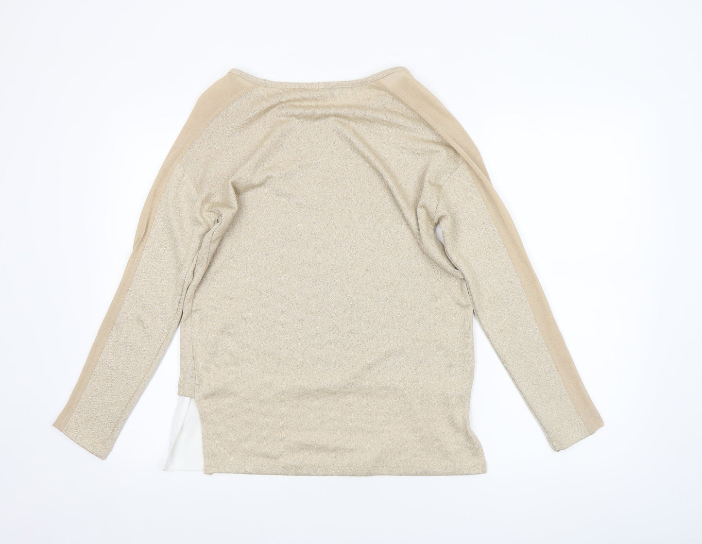 Zara Women Beige Knit Tunic Blouse Size S Long Sleeve Lightweight