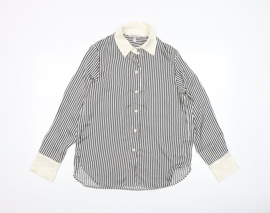 H&M Women's Multicoloured Striped Button-Up Blouse Size XS