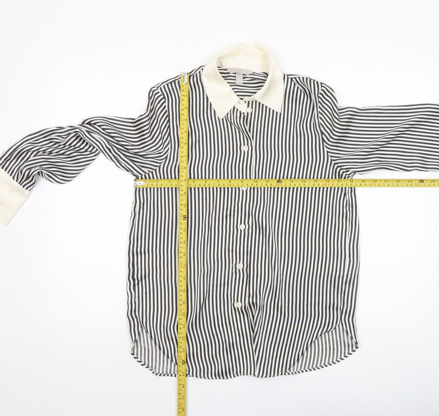 H&M Women's Multicoloured Striped Button-Up Blouse Size XS