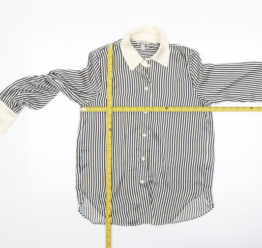 H&M Women's Multicoloured Striped Button-Up Blouse Size XS