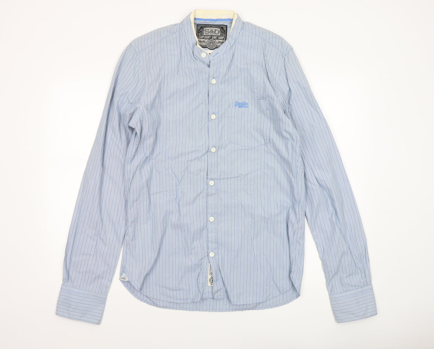 Superdry Men's Blue Striped Long Sleeve Button-Up Shirt Size L