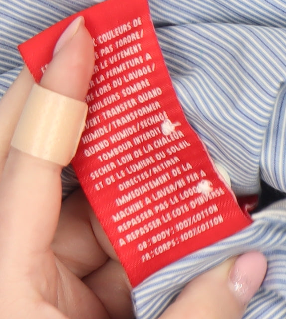 Superdry Men's Blue Striped Long Sleeve Button-Up Shirt Size L