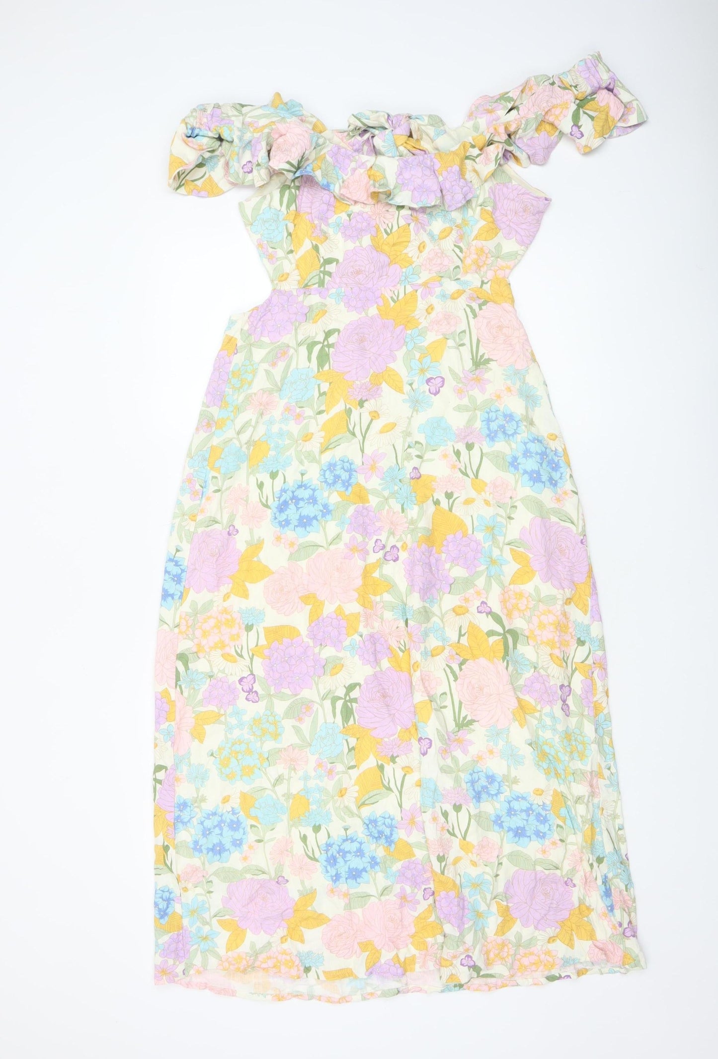 Savida Women’s Multicoloured Floral Off Shoulder Midi Dress Size 12