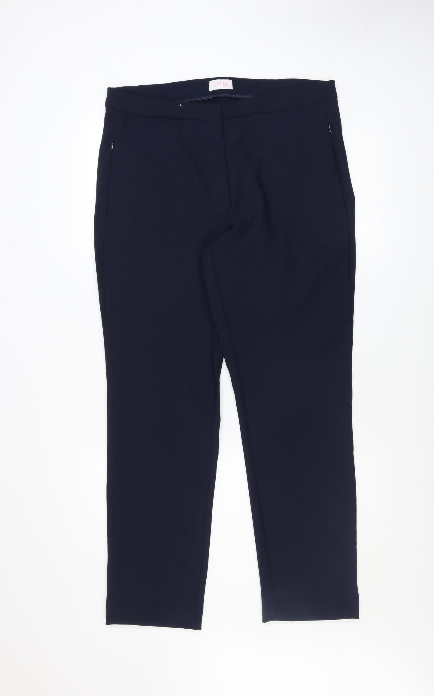 Savida Women's Navy Blue Size 16 Straight Leg Stretch Trousers