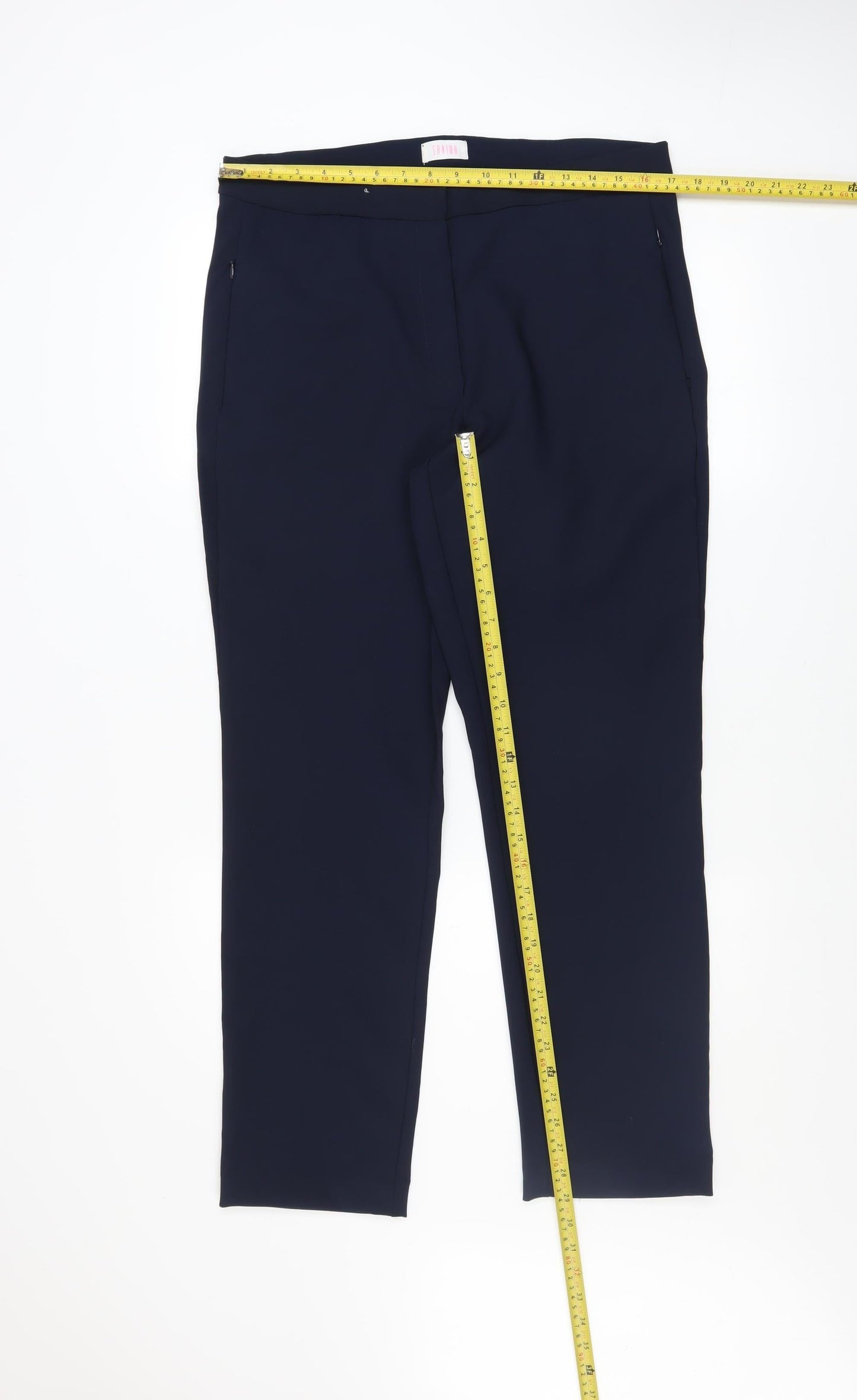 Savida Women's Navy Blue Size 16 Straight Leg Stretch Trousers