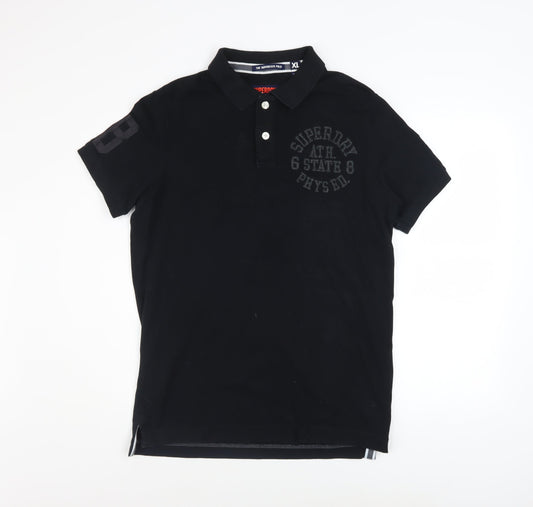 Superdry Men's Black Classic Cotton Polo Shirt XL