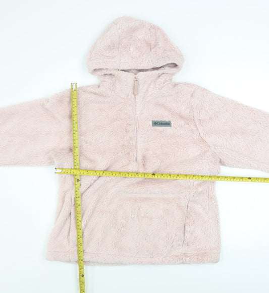 Columbia Women Pink Fleece Pullover Hoodie L Soft Warm Plush Top