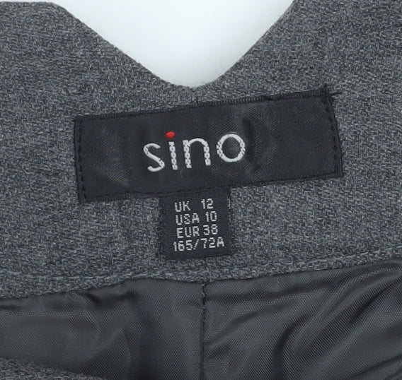 Sino Women's Grey Wool Pencil Skirt UK 12 Knee Length Workwear