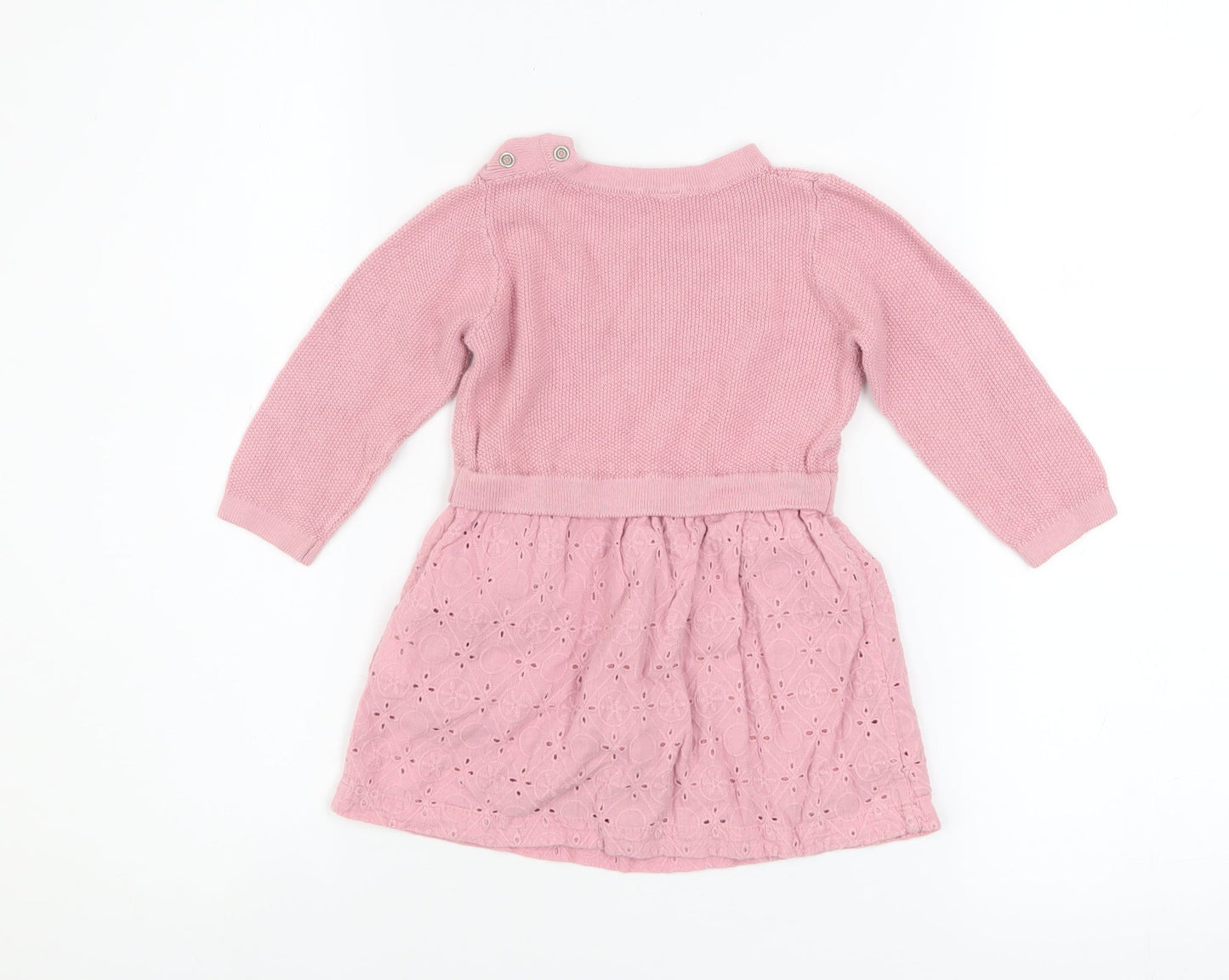 Coccodrillo Girls Pink Cotton Knit A-Line Dress 12-18 Months