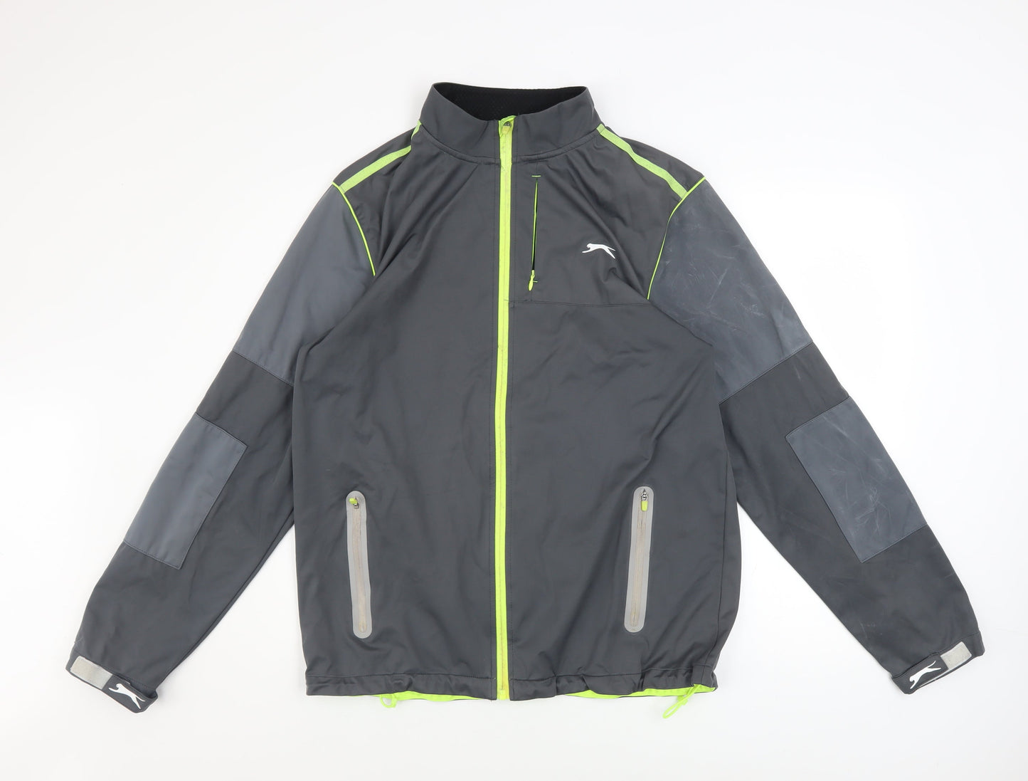 Slazenger Men’s Grey Windbreaker Softshell Jacket L Full Zip Reflective Sports