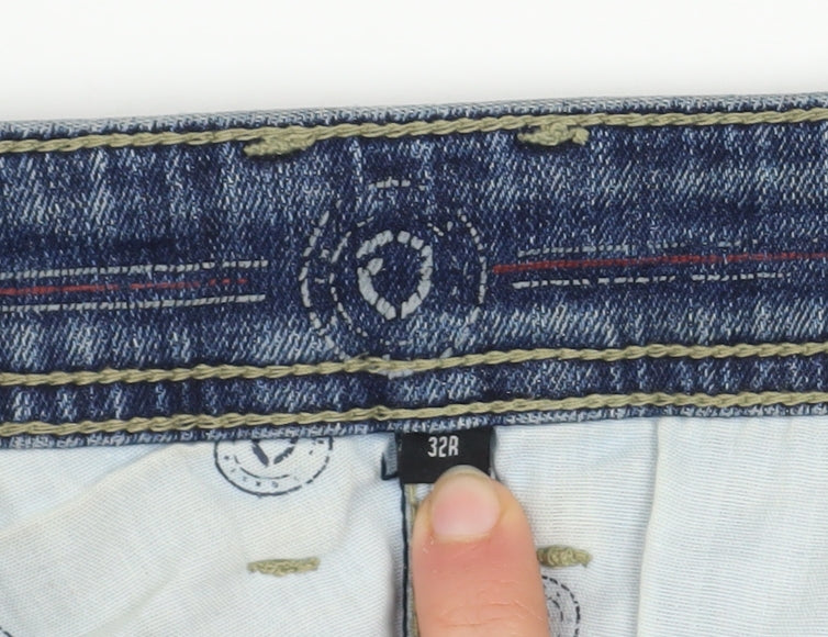 E J Denim Men's Blue 32R Straight Fit Jeans Cotton Stretch
