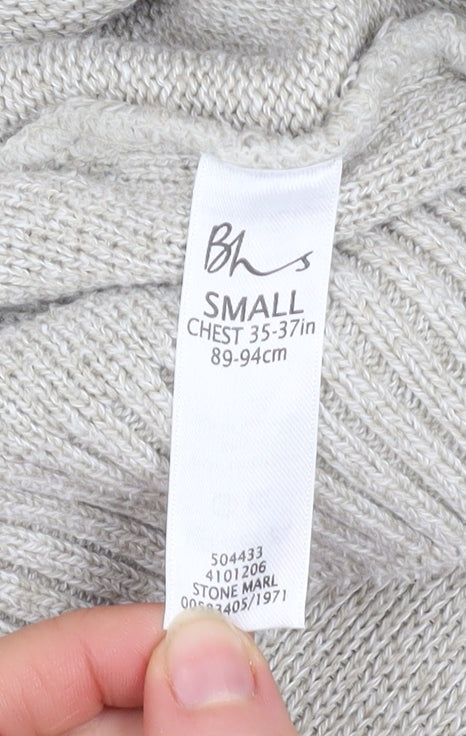 BHS Men's Beige Argyle V-Neck Cotton Acrylic Jumper Size S