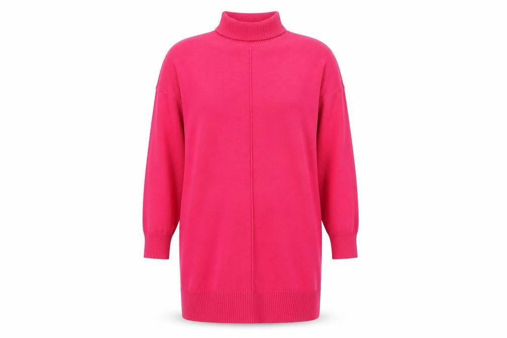 Front view of French Connection Women's Pink Mock Neck Long Sleeve jumper, size M
