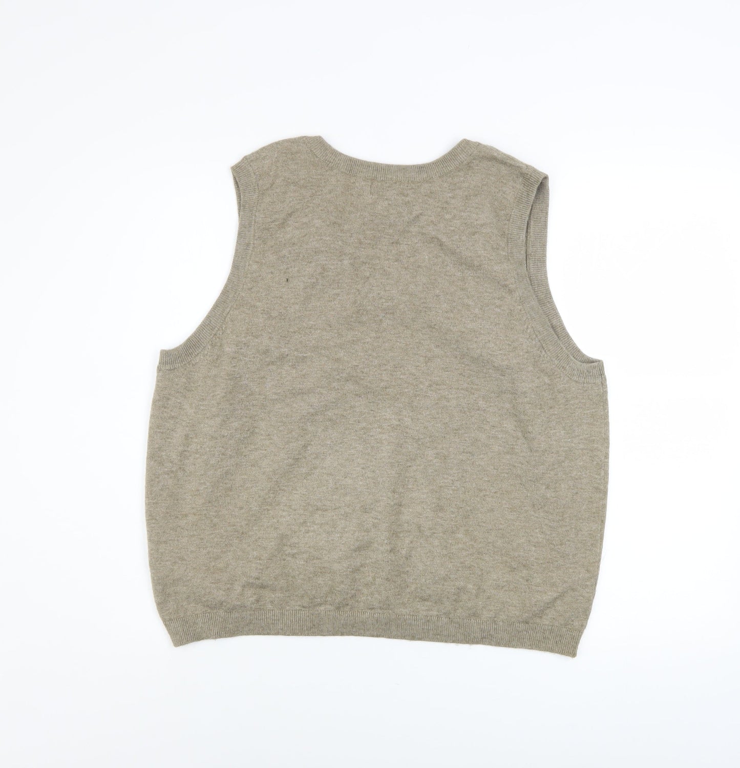 OBJECT Men's Beige V-Neck Sleeveless Knit Vest L