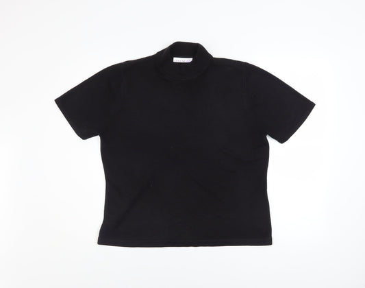 JDV Women’s Black Mock Neck Short Sleeve Knit Top Size 10
