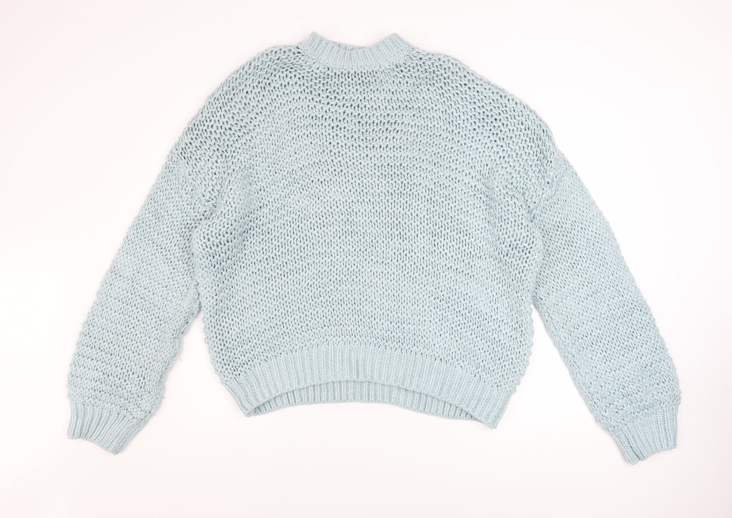 Boohoo Women’s Blue Chunky Knit Mock Neck Jumper Size M