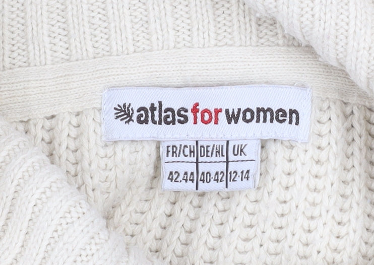 Atlas for Women Beige Cable Knit Long Sleeve Acrylic Jumper UK 12-14