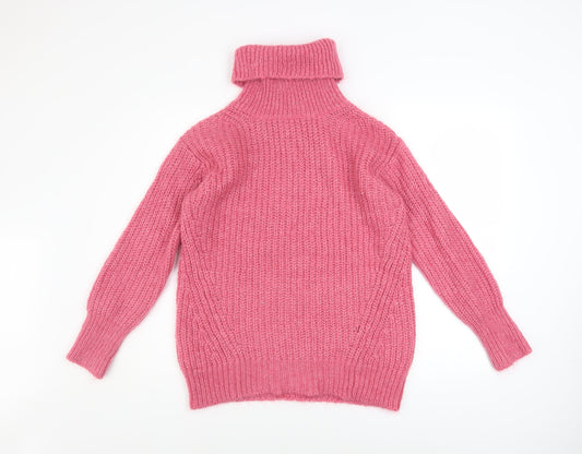 Marks and Spencer Autograph Womens Pink Roll Neck Mohair Jumper Size 6