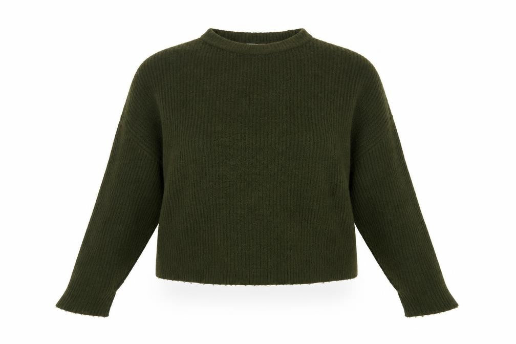 Topshop Petite Women’s Green Chunky Knit Crew Neck Jumper Size M