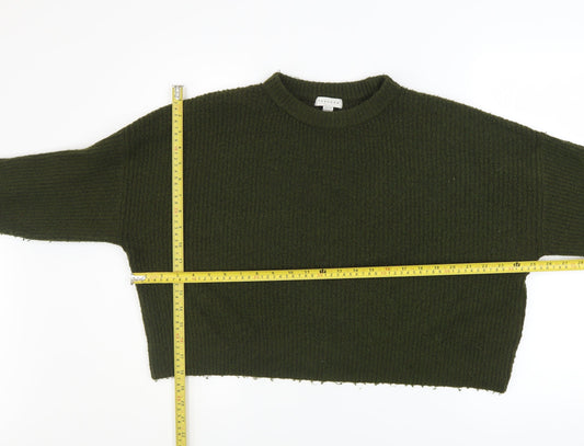 Topshop Petite Women’s Green Chunky Knit Crew Neck Jumper Size M